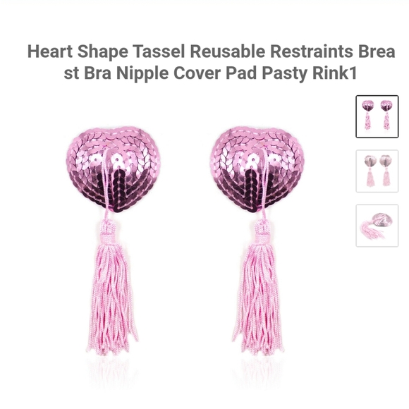 Sequins Pink Heart shaped Reusable Pasties Covers - Picture 2 of 7